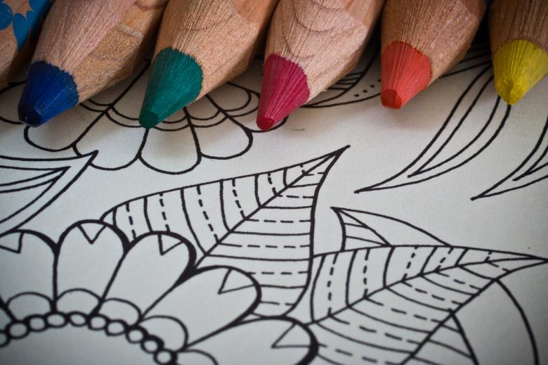 colored pencils and coloring sheet
